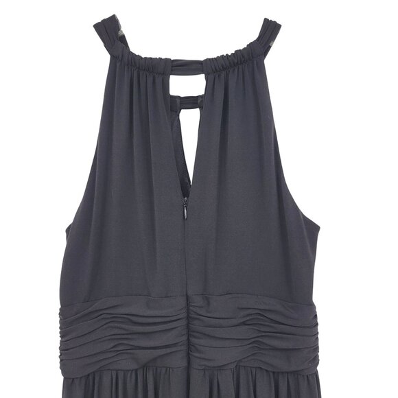 White House Black Market Womens Black Dress Sz 4 Sleeveless Ruched Waist Halter - Picture 6 of 8